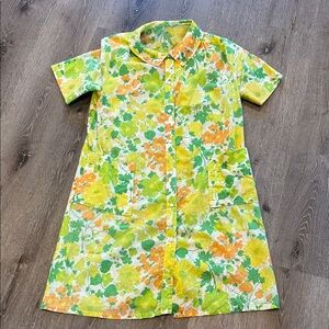 Vintage Floral Button-Up Dress